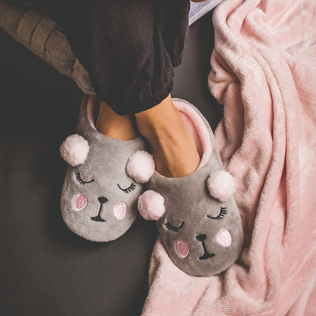 Gray bear women's slippers
